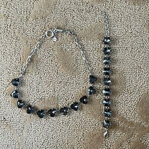 Stella and Dot black jeweled necklace and bracelet